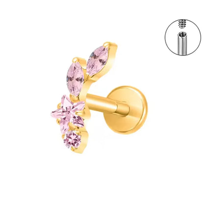 PUTITUP Official F136 High-Quality Titanium Alloy Zirconia Stud Earring Set Fashion Ear Cartilage Lip Stud Body Piercing Jewelry