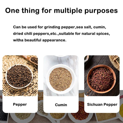 5" 8" 10" Salt and Pepper Grinder, Solid Wood Spice Pepper Mill with Strong Adjustable Ceramic Grinder Kitchen Cooking Tools