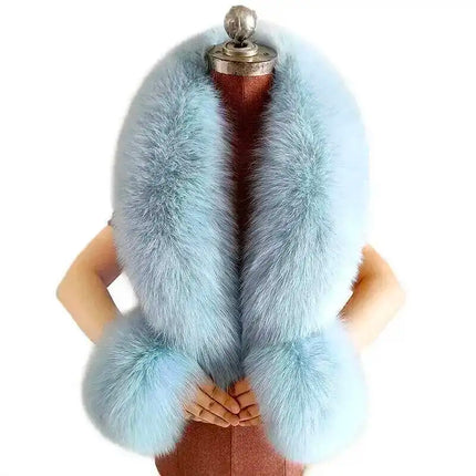 Winter Natural Fox Fur Scarf And Cuff Set Women Jacket Fur Collar Authentic Neck Warm Scarves Luxury Fluffy Fox Fur Shawl