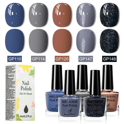 5pcs/set 8ml Water-Based Nail Polish Long Lasting Quick Drying No Need of Lamp to Cure Nail Supplies Vernis for Nails Manicure