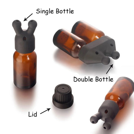 Essential Oil and Perfume Inhaler in Separate Bottles Leakproof Aroma Essential Oil Lnhaler Cap Black, Double and Sole