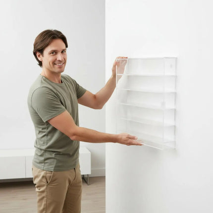 Acrylic Commemorative Coin Display Case Dustproof Wall Mount Coin Display Cabinet Holds 45 Coins for Collectors