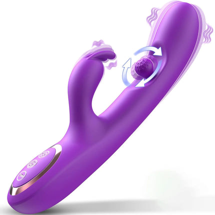 G Spot Dildo Vibrator 3 in 1 360° Rotation Powerful Clitoral Stimulator Soft Silicone Adults Product Sex Toy for Women Couple
