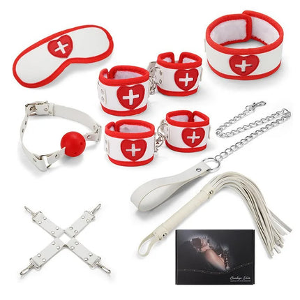 Exotic Bed Set Kits Exotic Toys Adults Games Leather Handcuffs Whip Gag Nipple Clamps Women Products