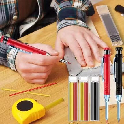 Solid Carpenter Pencil Set Mechanical Woodworking Tools with Refill for Carpentry Marking And Scriber Construction Job E