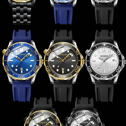 BINBOND Casual Fashion Ultra-thin Seahorse Series Quartz Men's Watch Date Waterproof Luminous Sports Business Men's Wristwatch