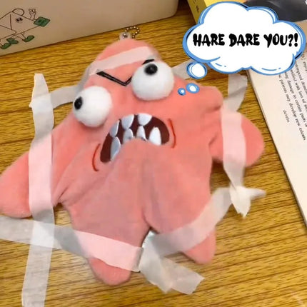 Moving Patrick Grouchy Patrick Glitter Star Stress Relief Funny Plush Doll Bag Hanging Plush Toy Neat and Quirky Toy Hanging