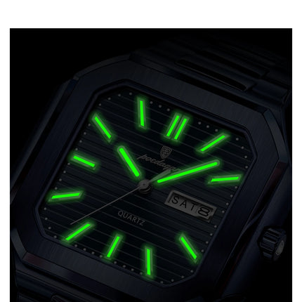 POEDAGAR Top Luxury Brand Men's Watch Waterproof Luminous Date Week Quartz Men's Watches Stainless Steel Fashion Square Men's Watch