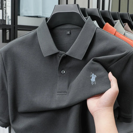100% pure cotton fashion luxury brand pony embroidered comfortable POLO shirt for summer men's new striped exquisite short sleeve