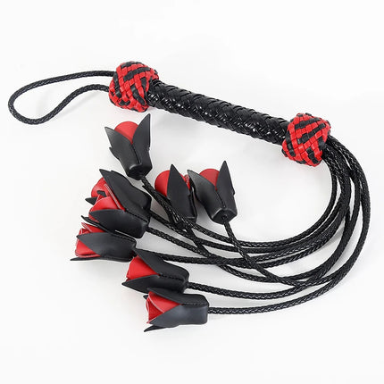 8 Rose Red Black PU Leather Bdsm Whip Bdsm Spanking Flogger Flirting Bondage Restraints Slave Sex Toys for Woman Adult Games