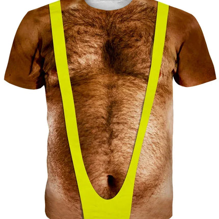 Funny Muscle Body 3D Printed T-shirt Mlae  Designer Clothes Streetwear Short Sleeve Top Tees Ugly Chest Hair T Shirt Clothing ﻿