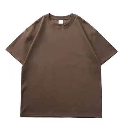 Black White GSM 500g Heavy-duty Pure Cotton T-shirt, Thickened Threaded Round Neck Short Sleeves, Three-Needle Half Sleeve Tees