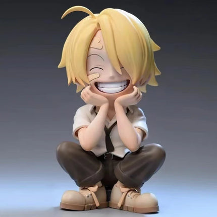 13cm Anime One Piece Action Figures Q Version Sitting Boxed Figurines Doll Luffy Zoro Sanji Trendy Car Ornaments Gifts Toys