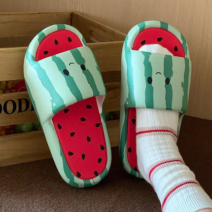 Cute Red Apple Slippers Slides Shoes Adults Fashion Fruit Mules Shoes New Woman Soft EVA Non Slip Comfort Home Slippers Women