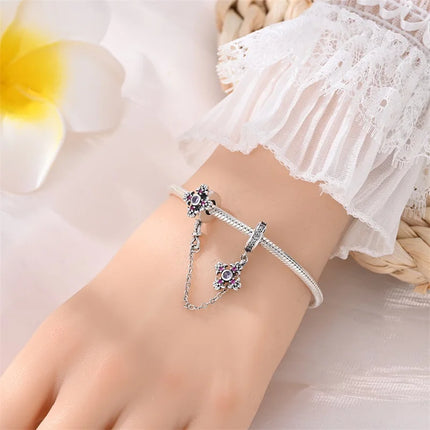 Purple Series 925 Sterling Silver Lily of the Valley Rose Mermaid Witch Hat Charm Fit DIY Bracelet Necklace Charming Gifts