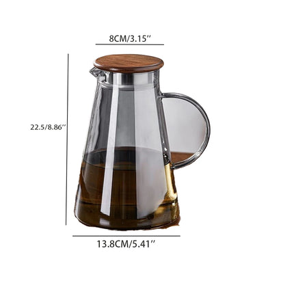 High Borosilicate Glass Pitcher Heat Resistant Water Kettle for Home Office Tea Cold Brew Fruit Infuser Jug Stylish Carafe