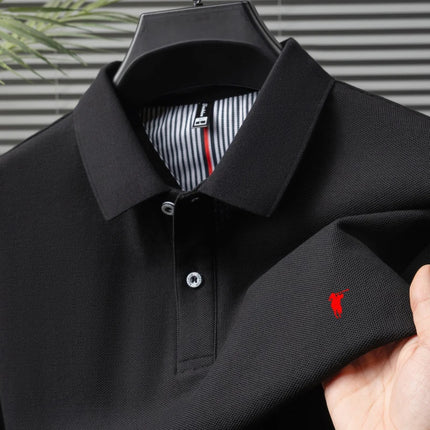 2025 High-End Brand 100% Cotton Summer Embossed Polo Shirt Men's Trendy Summer Business Casual Sports Short-Sleeved T-Shirt