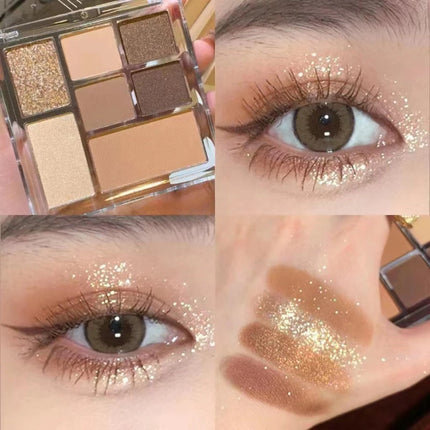 New 7 Color Eyeshadow Palette Pearly Matte Glitter Eyeshadow Makeuo Palette Shiny Eye Shadow Eye Pigments Purple Brown Cosmetics