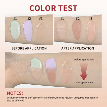 CC Red Correction Cream Liquid-Based Full Coverage Cream Waterproof Long-Lasting Correct Redness Foundation Korean Face Cosmetic
