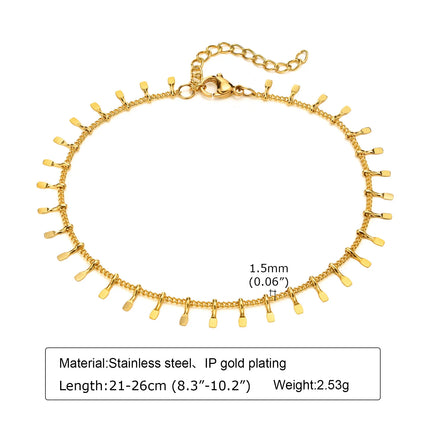 Stainless Steel Dangle Anklet for Women, Fringe Chain  Anklet Bracelet on Leg  ,Bohemian Style Summer Anklet Beach Jewelry