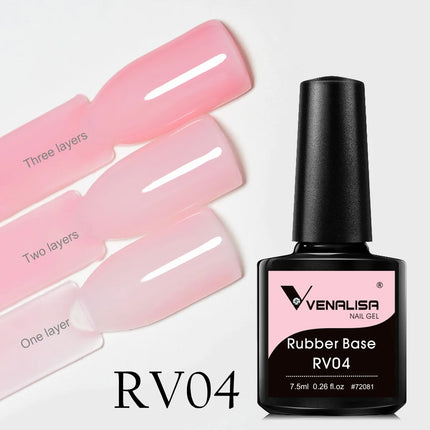 7.5ml Venalisa HEMA Free TPO Free Rubber Base Jelly Pink Soak Off UV LED Gel Polish Semi Permanent Nail Manicure Varnish