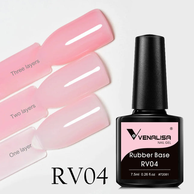 7.5ml Venalisa HEMA Free TPO Free Rubber Base Jelly Pink Soak Off UV LED Gel Polish Semi Permanent Nail Manicure Varnish