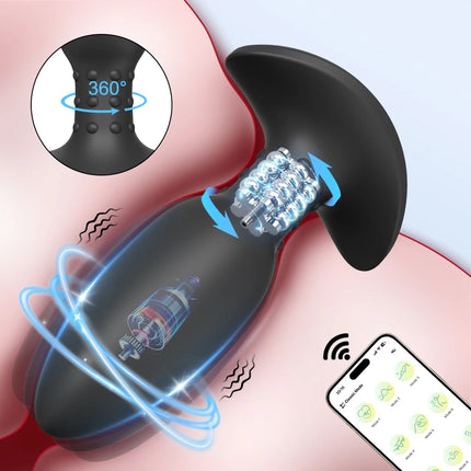 APP Controlled Swing Anal Plug Vibrator Rotating Beads Vibrating Butt Plug Male Prostate Massager Adults Sex Toys for Men Women