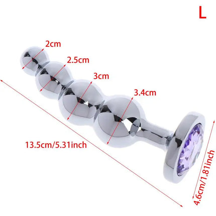 New Metal Curved Anus Butt Plug 4 Beads Stimulating Anal Plugs Sex Prostate Massage Analplug Buttplug Butplug With Jewelry Base