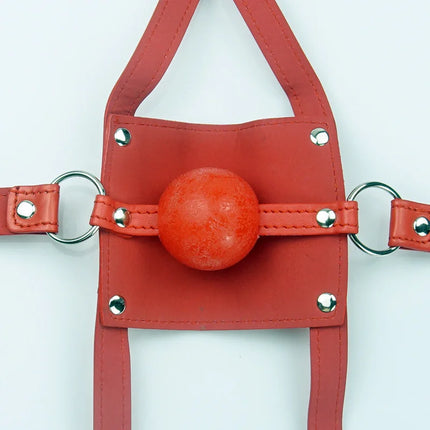 BDSM Leather Ball Gag Silicone, Slave Head Harness Muzzle Bondage Gear,Sex Toys For Couples,Adult Games