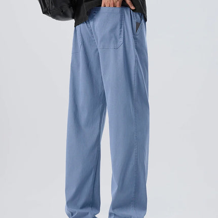 Lyocell Ultra-thin Ice Silk Trousers Men's Summer Loose Straight Cool Breathable Daily Sports Casual Trousers Fashion Korean