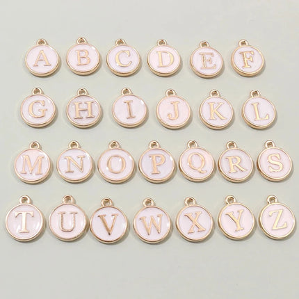 26pcs 12x14mm A-Z Letter Charms Enamel Alphabet Initial Letter Charms Pendant Handmade DIY Bracelet Jewelry Making Accessories