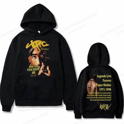 Tupac 2pac Graphic Hoodie Men Clothing Fashion Oversized Hip Hop Comfortable Autumn Winter Sweatshirt Male Casual Fleece Hoodies