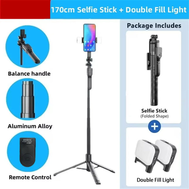 FGCLSY New Tripod for Smartphone Camera, Stand with Bluetooth Shutter and Light, Wireless Selfie Stick Brackets with Phone Holder