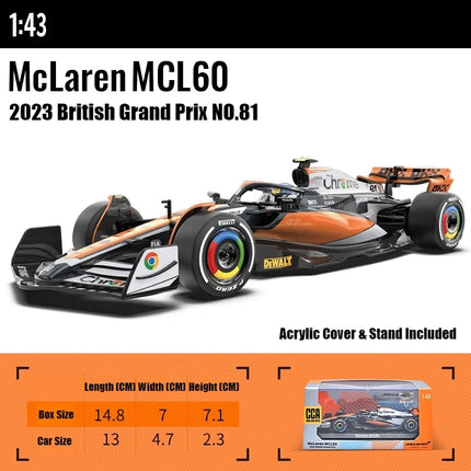 1/43 McLaren MCL60 F1 Racing Toy Car Formula 1 CCA Diecast Vehicle Miniature Free Wheels Display Collection For Children Boys