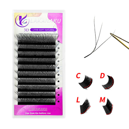 LAKANAKU 6D W Shaped L M Curl Cilios 5D W Clover Russian Eyelashes Extension Volume Lashes Extension Angle W Shape Mink Lashes