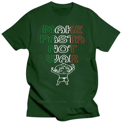 Quality T-Shirts Men Printing Short Sleeve O-Neck T-shirt Hetalia Italy Make Pasta Not War Black T-shirt Beach Man T-Shirt