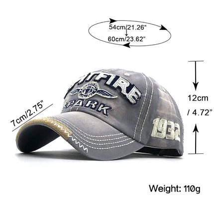 Embroidered Letter 1932 Washed Cloth Retro Style Baseball Cap Men's and Women's Casual Street Retro Motorcycle Do Old Visor Hat