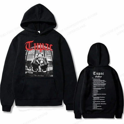 Tupac 2pac Graphic Hoodie Men Clothing Fashion Oversized Hip Hop Comfortable Autumn Winter Sweatshirt Male Casual Fleece Hoodies
