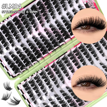 GROINNEYA DIY Lash Clusters 5D Fluffy Thick Cat Eye Lashes Extension Dramatic Mixed Tray Eyelash Long Lasting Lash Makeup