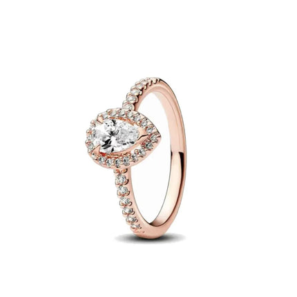 2025 Wholesale Rose Gold Color Spring Daisy Flower Ring Rings Size 6 7 8 9 For 925 Sterling Silver Jewelry