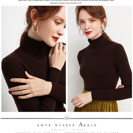 Heliar Women Fall Turtleneck Sweater Knitted Soft Pullovers Cashmere Jumpers Basic Soft Sweaters For Women 2024 Autumn Winter