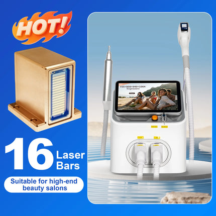 Picosecond Machine Ice Painless Hair NEW  5000W FAC 10 Bars 2IN1 Diode Laser Removal Tattoo Pigment Scar Removal 4 Waves 808NM