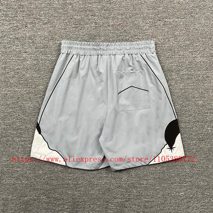 2026 New  RHUDE Men's Print Casual Shorts Loose Fit Nylon Drawstring Basketball Street Beach Shorts with Pockets Fast Delivery