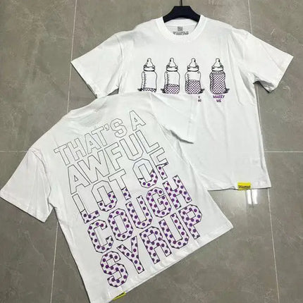 That's A Awful Lot of Cough Syrup Short Sleeve American Street Pop Hip-hop Cartoon Pattern Print Tops COUGH SYRUP T-shirt