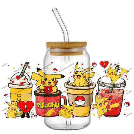 popular Pokemon UV DTF Cup Wrap 16oz Reusable Washable SelfAdhesive transfer Sticker for DIY Tumblers DIY Home decoration