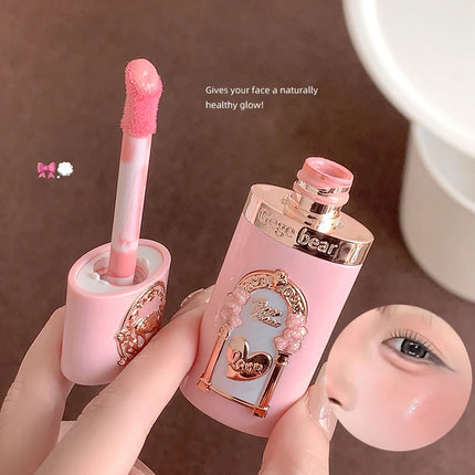 Gege Bear Strawberry Cupid Pink Pop Set Velvet Matte Lip Cream Pressed Powder Liquid Blush Set Long-Lasting Lightweight Makeup