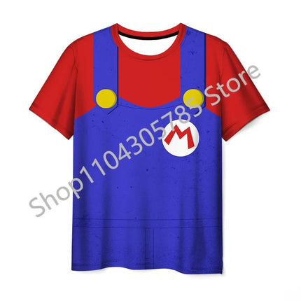 Super Mario Boys Girls Clothes Princess Peach Luigi T-shirt Cool Comfortable Sweat Absorption Short-sleeved Top Baby Show Gifts