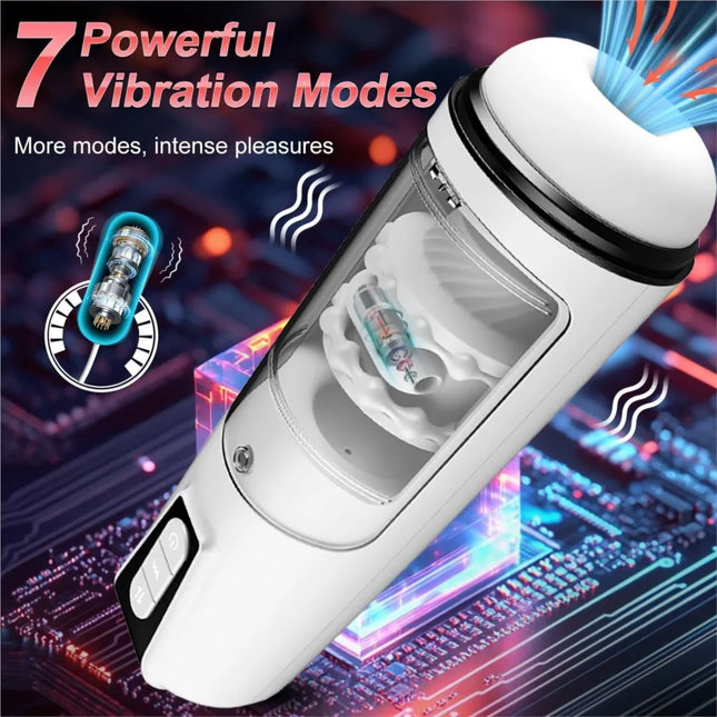 Automatic Telescopic Male Masturbation Cup Silicone Vagina Vibrators Sex Toys Sucking Deep Throat Masturbator 18