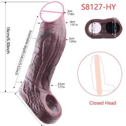 SXXY Close Head Realistic Penis Sleeve Sex Toys for Men Delay Ejaculation Dick Extender For Couples Sex Pleasure Sexshop