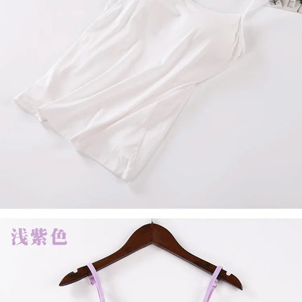 2020 Women Solid Tank Tops Adjustable Strap Built In Cup Padded Wireless Camisole Camis Vest Female Home Basic Tank Top
